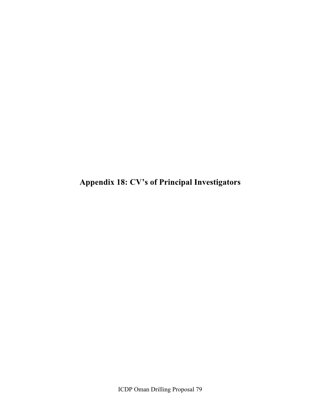 Appendix 18: CV's of Principal Investigators