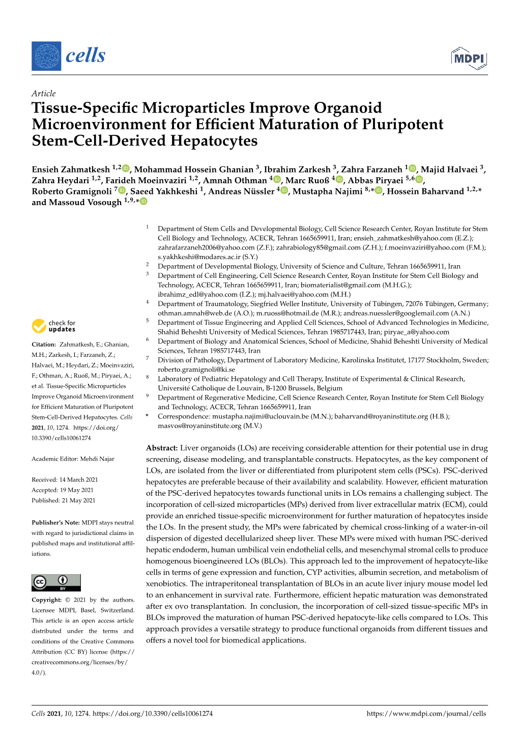 Tissue-Specific Microparticles Improve Organoid Microenvironment For