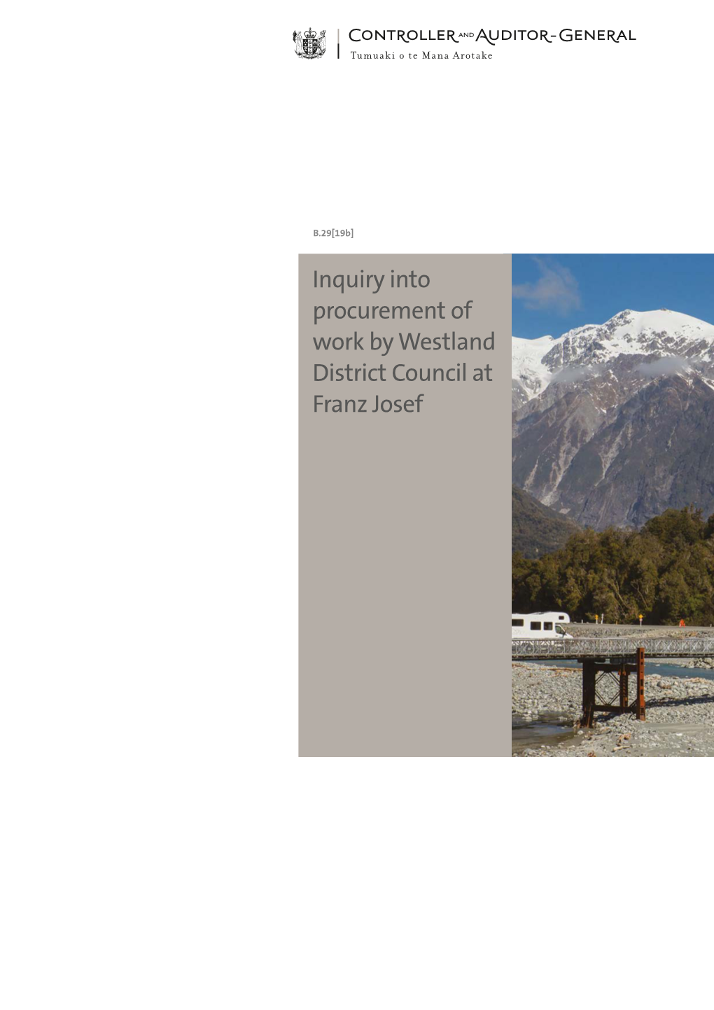 Inquiry Into Procurement of Work by Westland District Council at Franz Josef