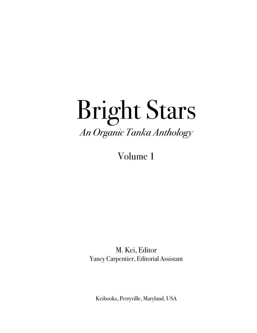 Tanka Anthology Bright Stars 1 Poetry