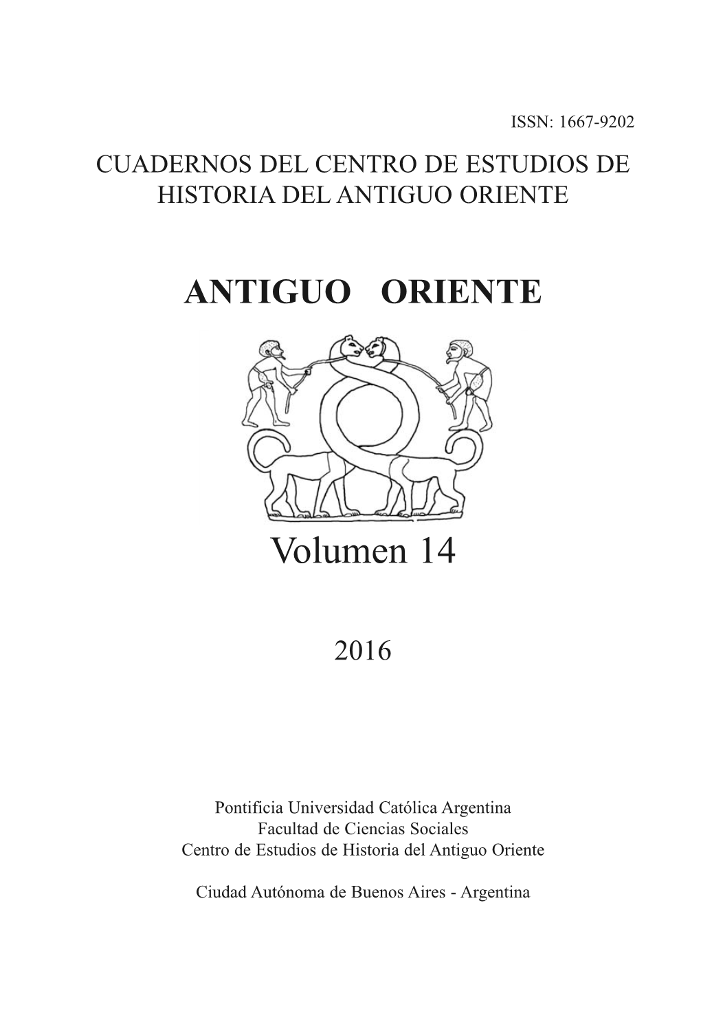 Antiguo Oriente Vol. 14 2016