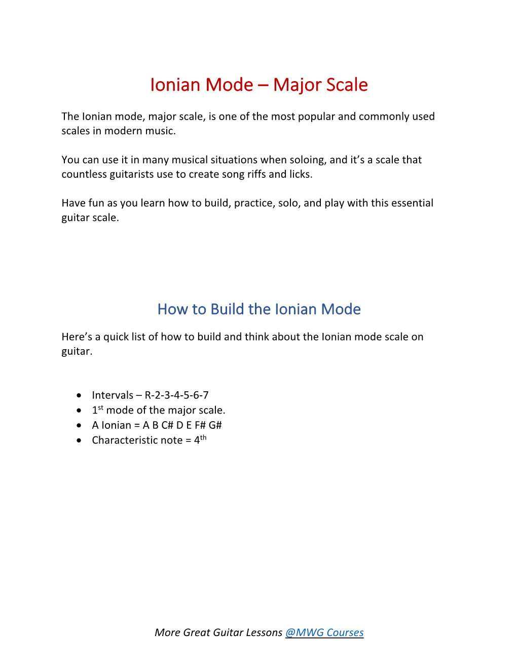 Ionian Mode – Major Scale