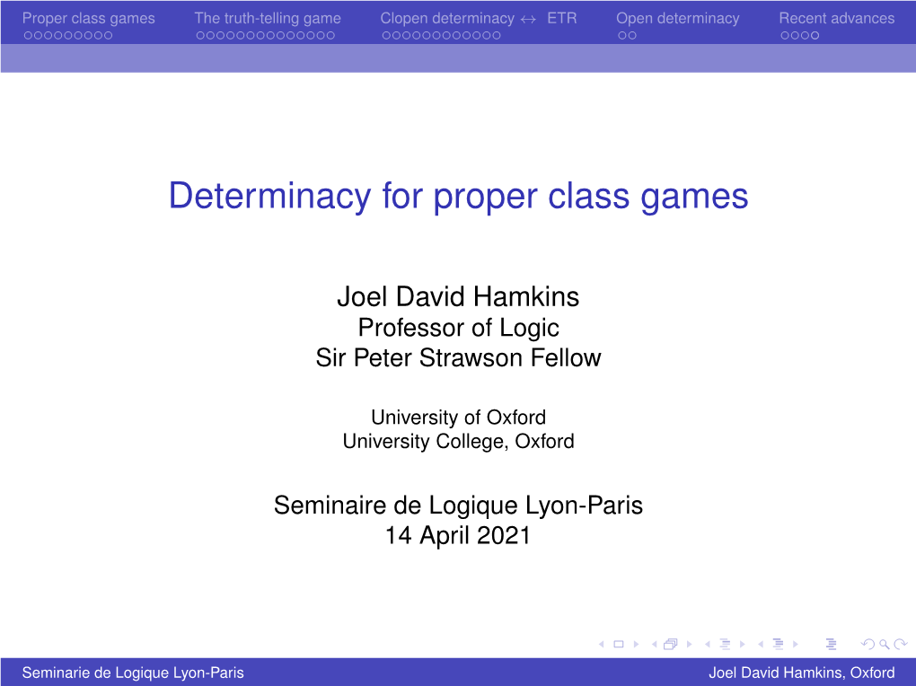 Determinacy-Of-Proper-Class-Games