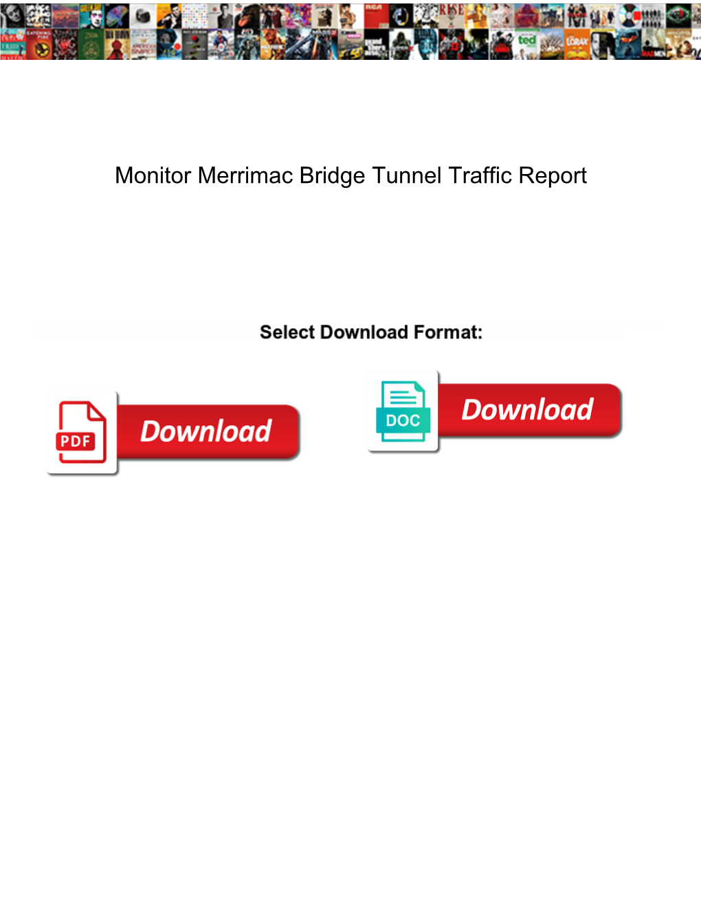 Monitor Merrimac Bridge Tunnel Traffic Report