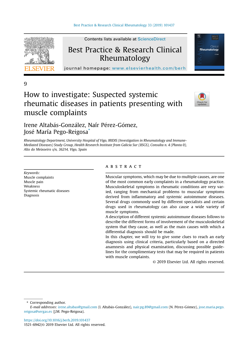How to Investigate: Suspected Systemic Rheumatic Diseases in Patients Presenting with Muscle Complaints