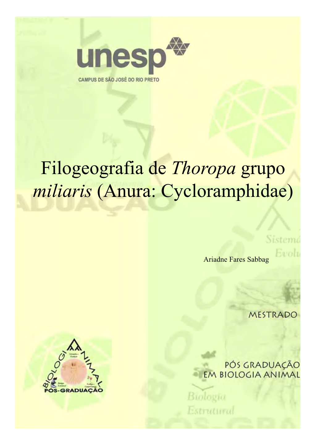 Filogeografia De Thoropa Grupo Miliaris (Anura: Cycloramphidae)