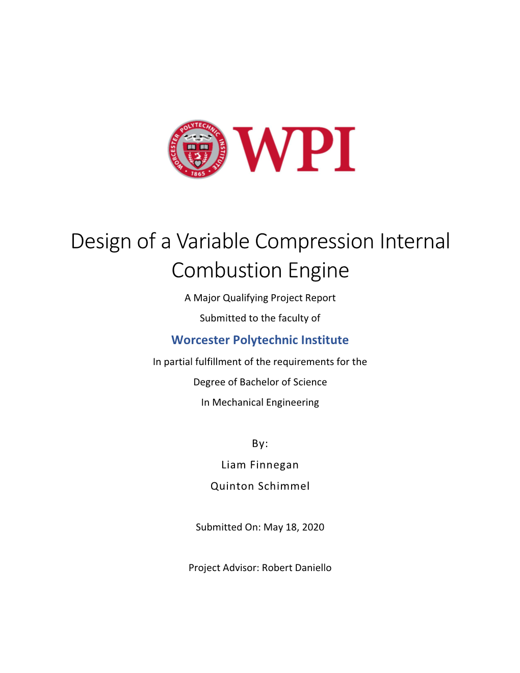 Design of a Variable Compression Internal Combustion Engine