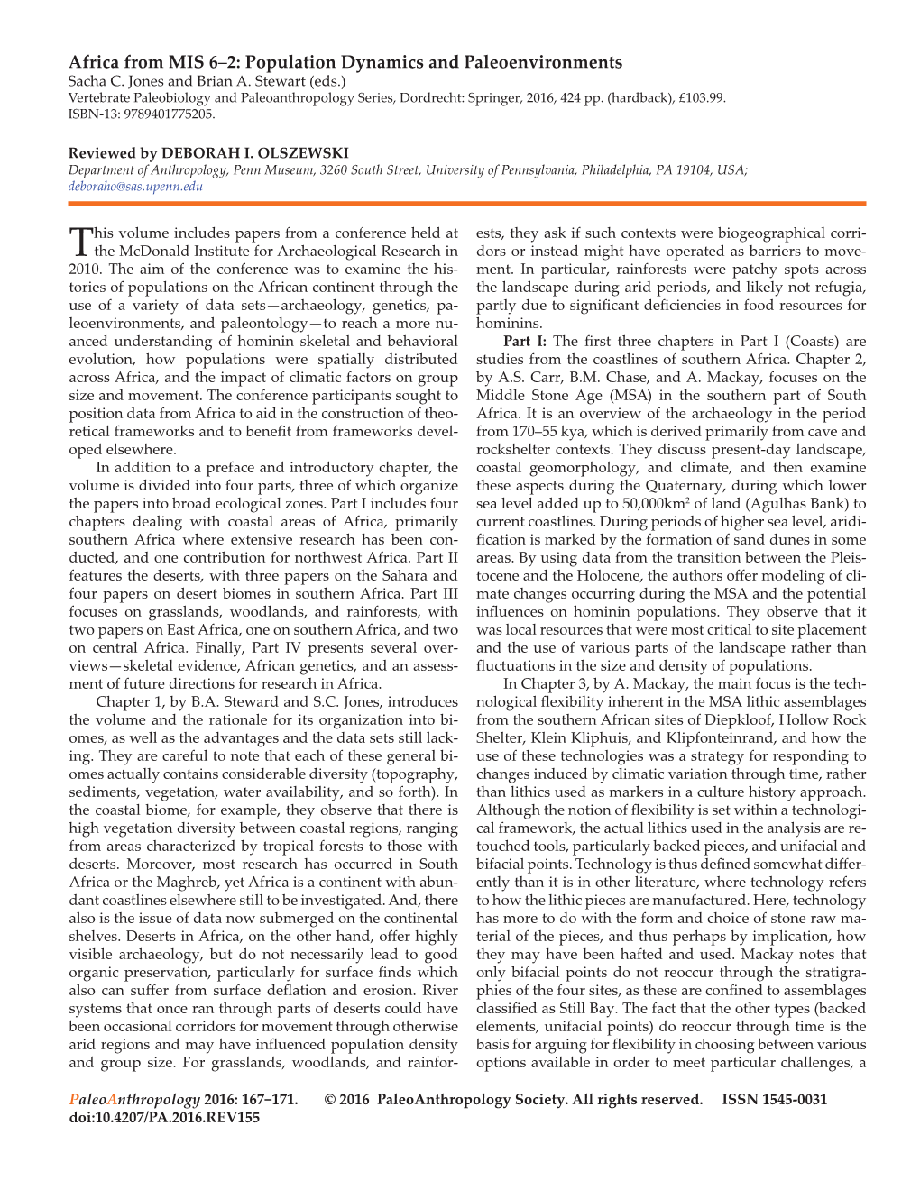 Africa from MIS 6–2: Population Dynamics and Paleoenvironments Sacha C