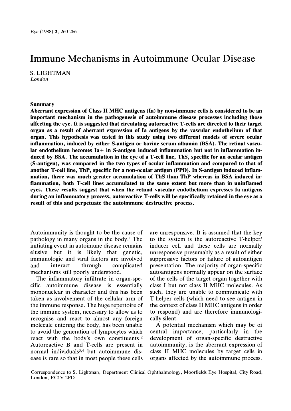 Immune Mechanisms in Autoimmune Ocular Disease