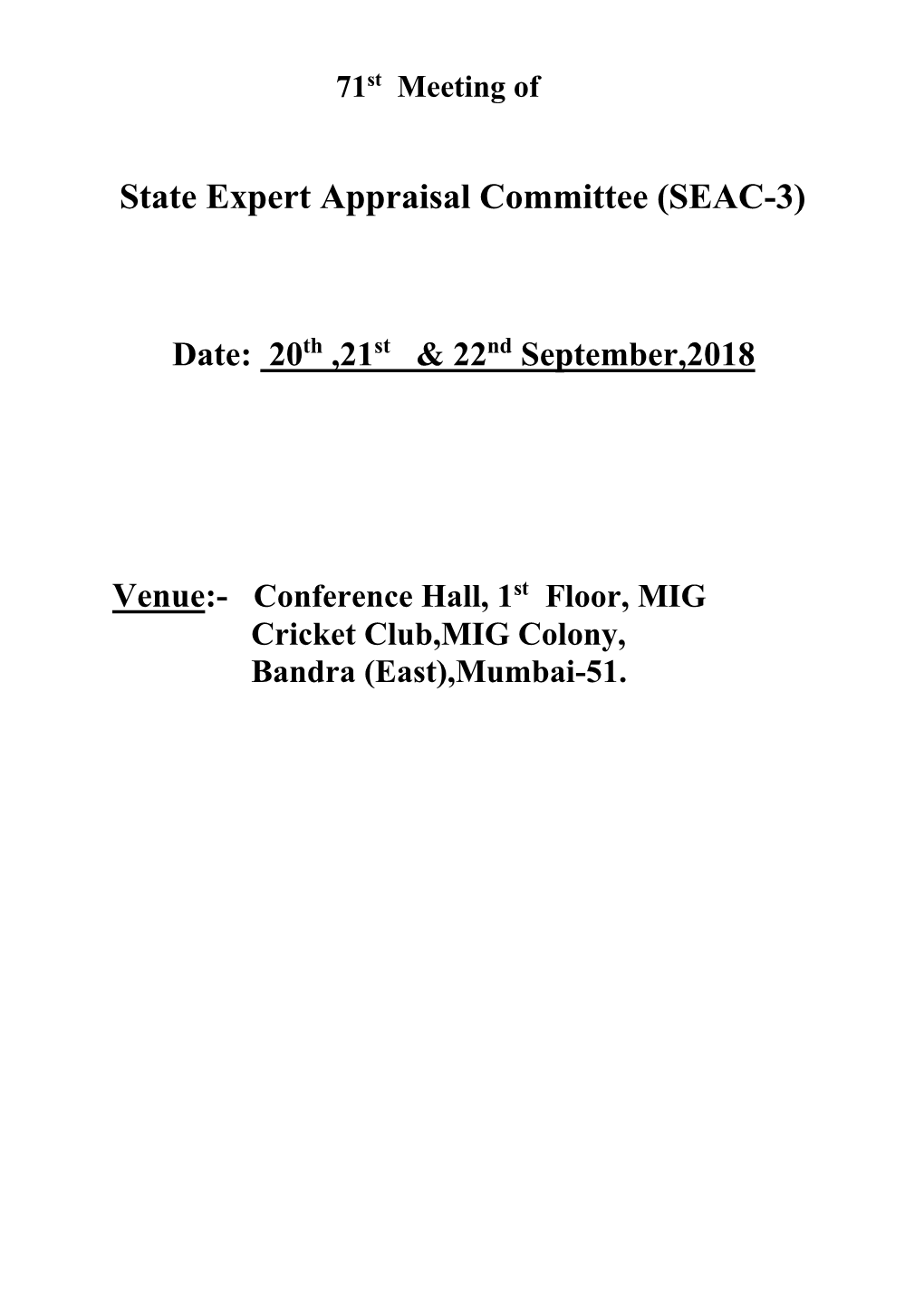 State Expert Appraisal Committee (SEAC-3)