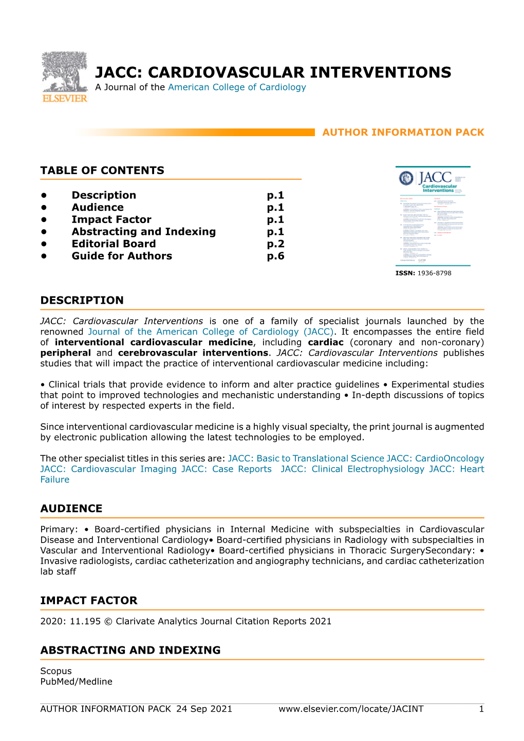 JACC: CARDIOVASCULAR INTERVENTIONS a Journal of the American College of Cardiology