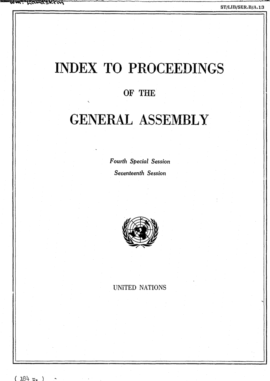 To Proceedings of the General Assembly, 17Th