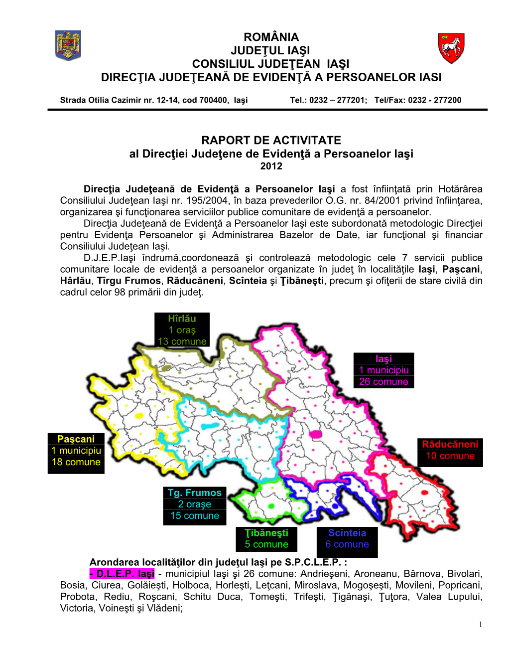 România Judeţul Iaşi Consiliul Judeţean Iaşi Direcţia Judeţeană De Evidenţă a Persoanelor Iasi