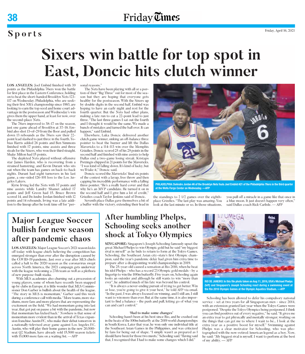 Sixers Win Battle for Top Spot in East, Doncic Hits Clutch Winner
