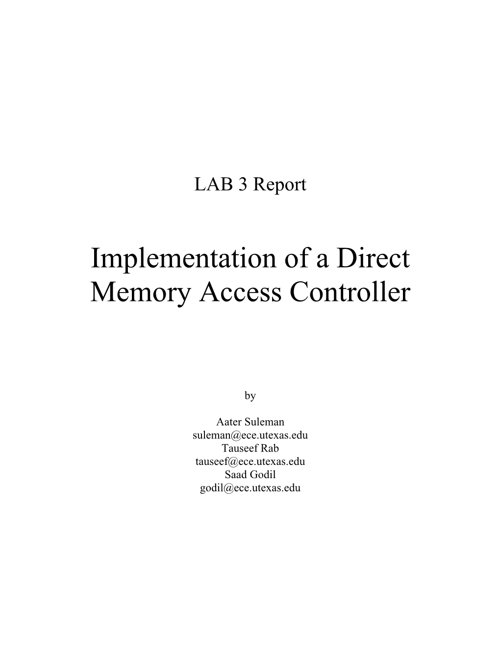 Implementation of a Direct Memory Access Controller