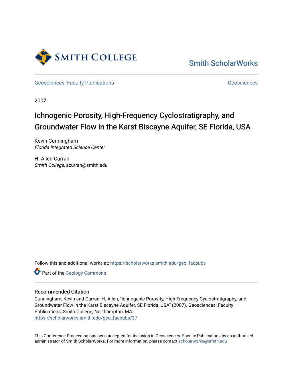 Ichnogenic Porosity, High-Frequency Cyclostratigraphy, and Groundwater Flow in the Karst Biscayne Aquifer, SE Florida, USA