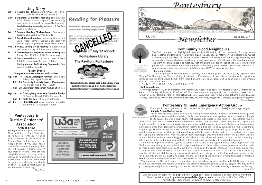 July 2021 Newsletter