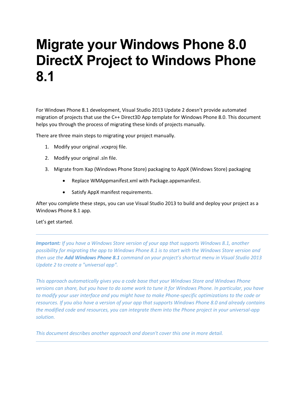 Migrate Your Windows Phone 8.0 Directx Project to Windows Phone 8.1