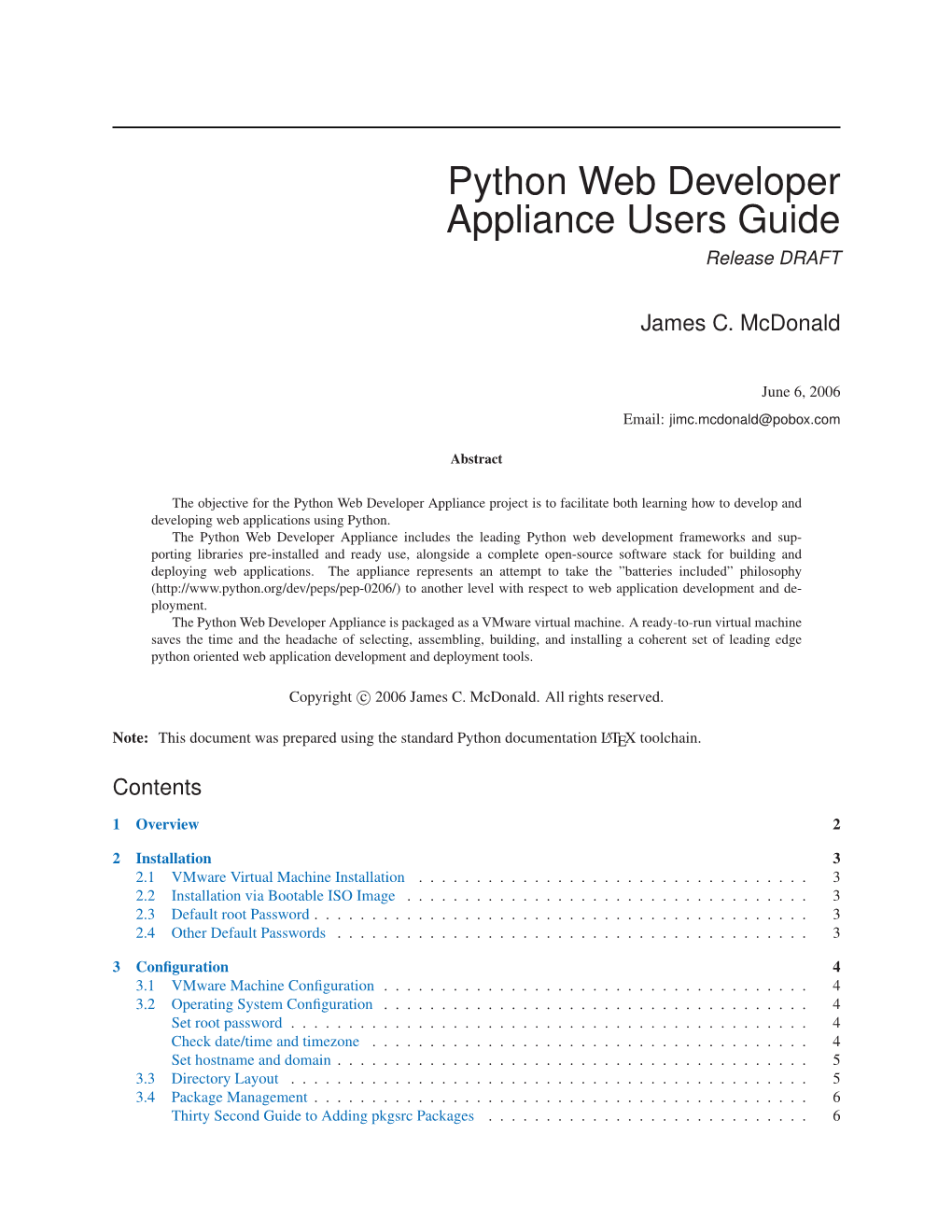 Python Web Developer Appliance Users Guide Release DRAFT