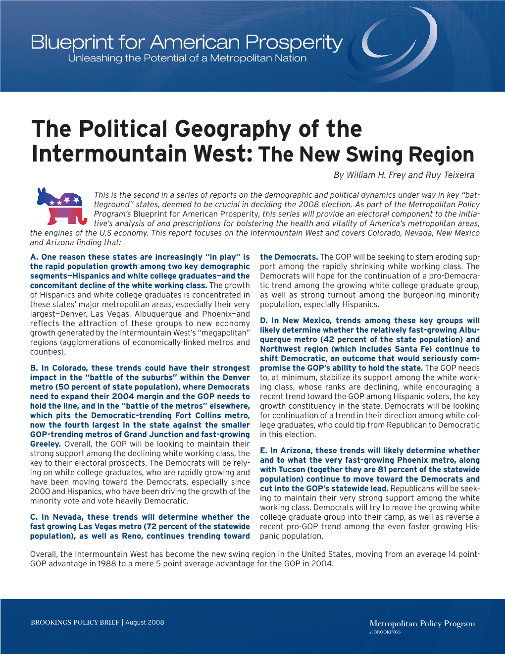 The Political Geography of the Intermountain West: the New Swing Region by William H