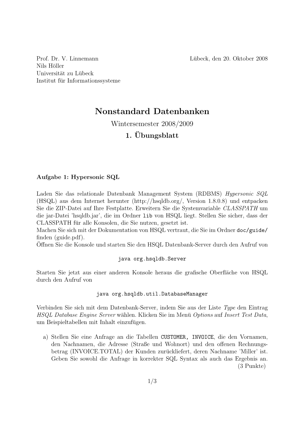Nonstandard Datenbanken Wintersemester 2008/2009 1