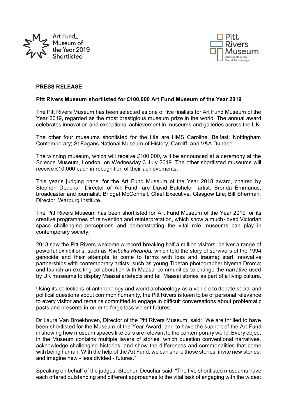 Art Fund Museum of the Year 2019 Press Release