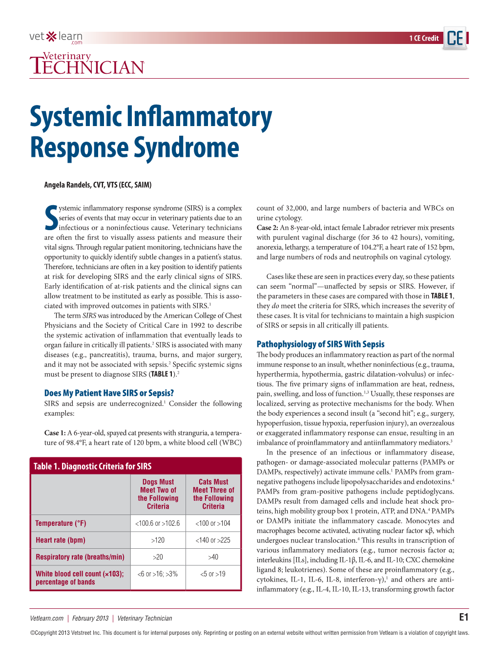 Systemic Inflammatory Response Syndrome