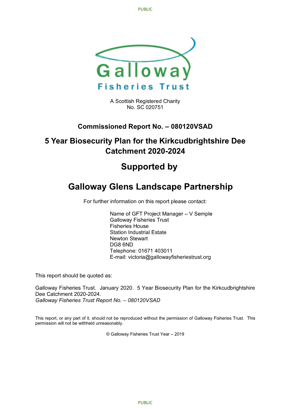 5 Year Biosecurity Plan for the Kirkcudbrightshire Dee Catchment 2020-2024 Supported By