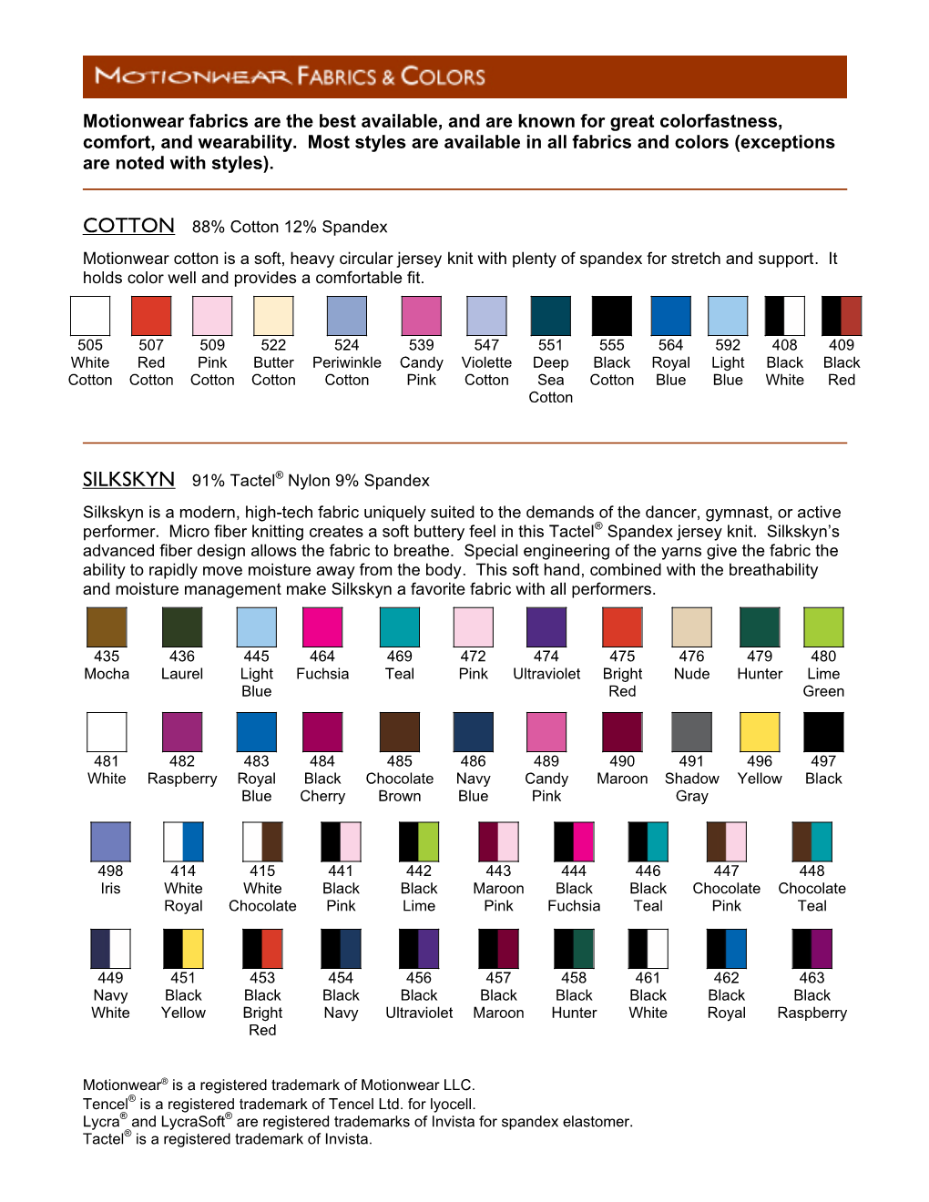 Motionwear Color Chart.Pdf