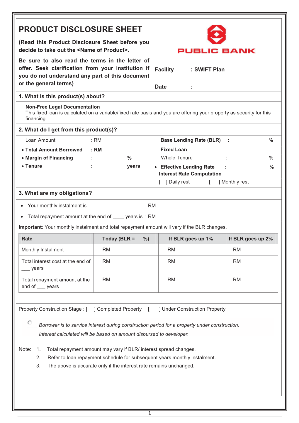 Product Disclosure Sheet