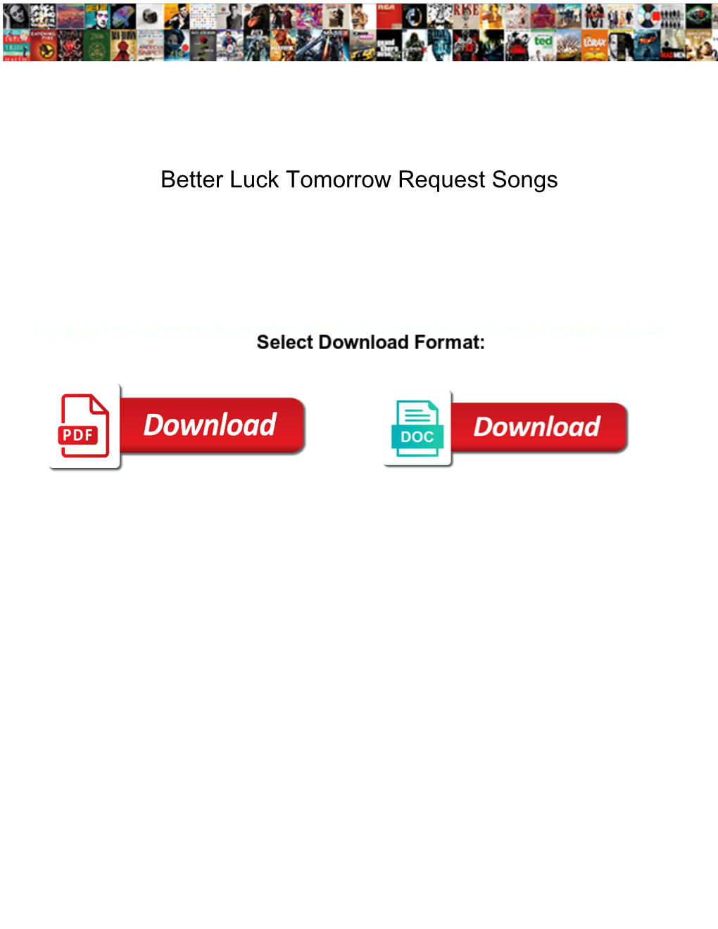 Better Luck Tomorrow Request Songs