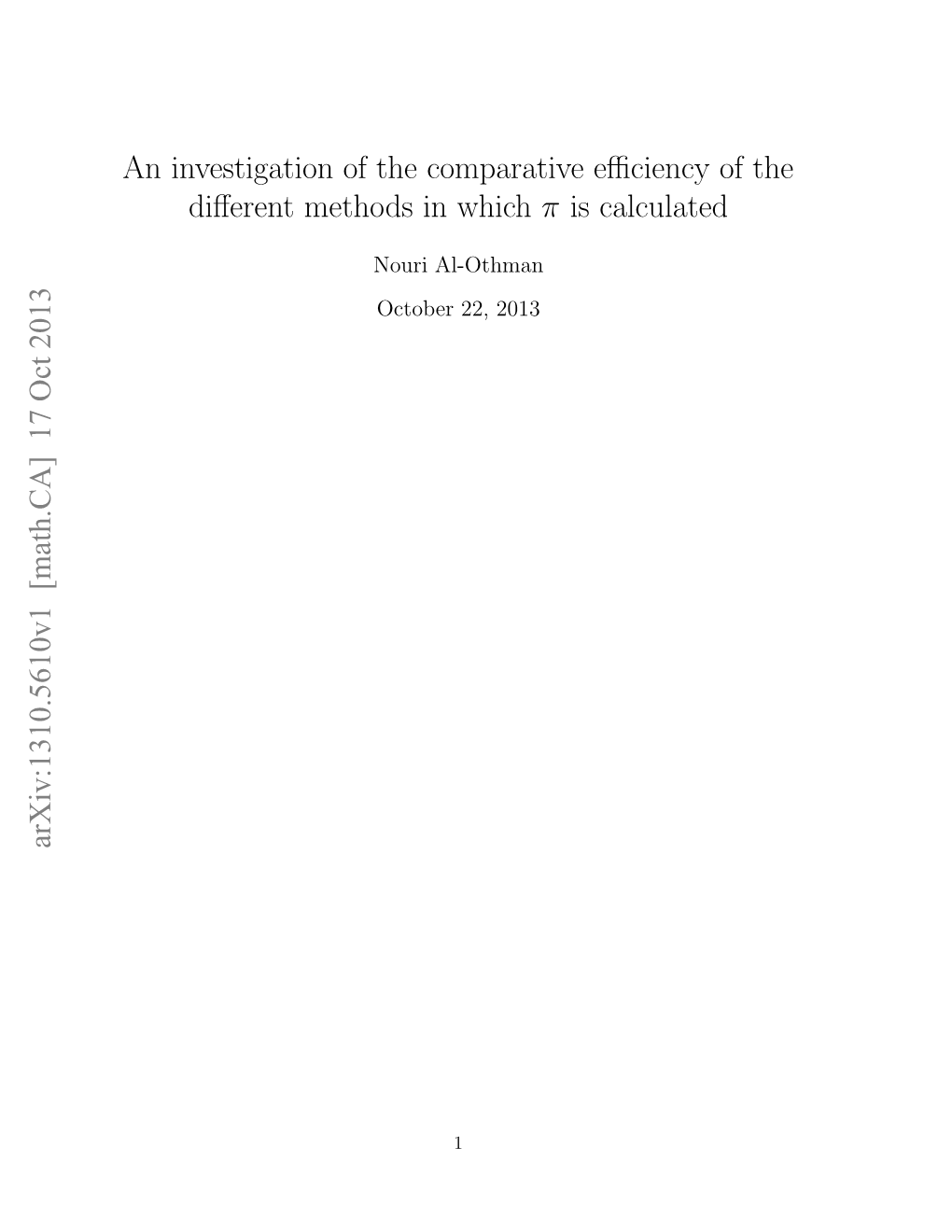 The Comparative Efficiency of the Different Methods in Which Pi Is