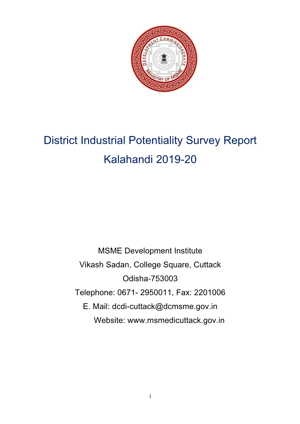 District Industrial Potentiality Survey Report Kalahandi 2019-20