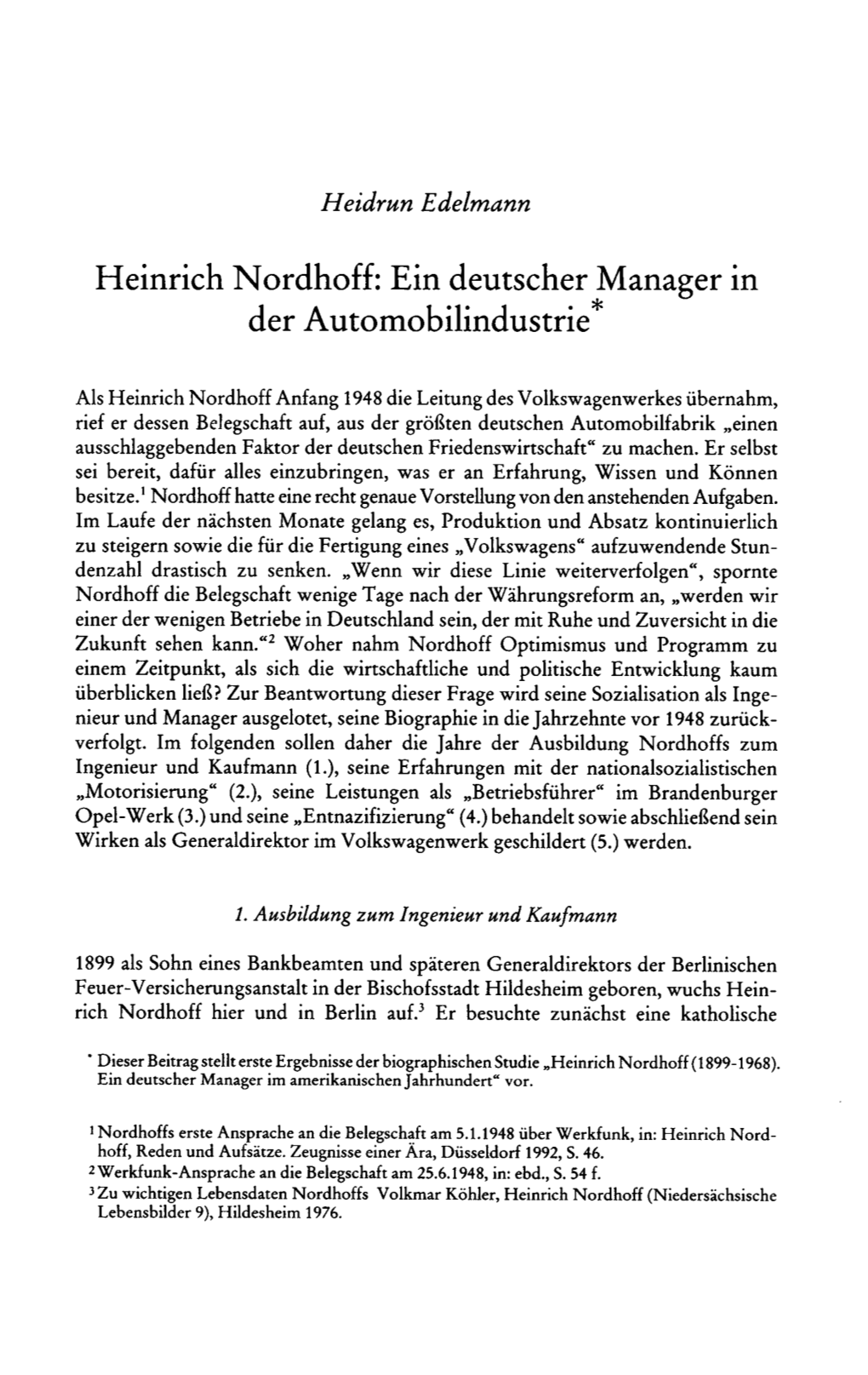 Heinrich Nordhoff: Ein Deutscher Manager in Der Automobilindustrie