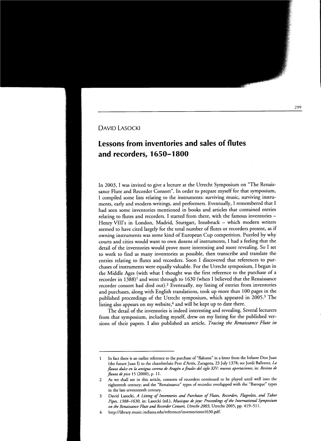 Lessons from Inventories and Sales of Flutes and Recorders, 1650-1800