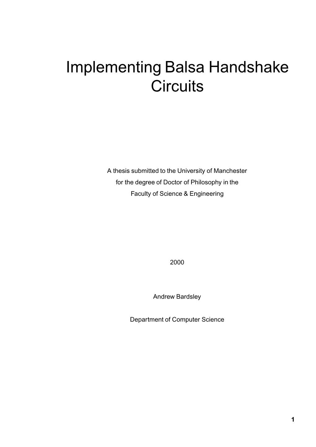 Implementing Balsa Handshake Circuits