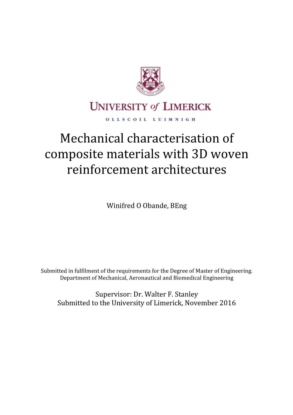 Mechanical Characterisation of Composite Materials with 3D Woven