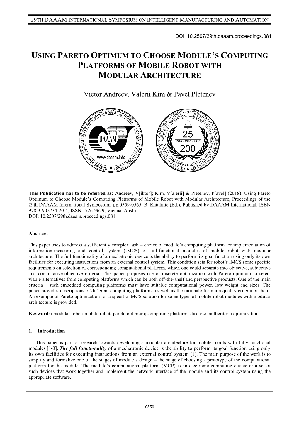 Using Pareto Optimum to Choose Module's Computing