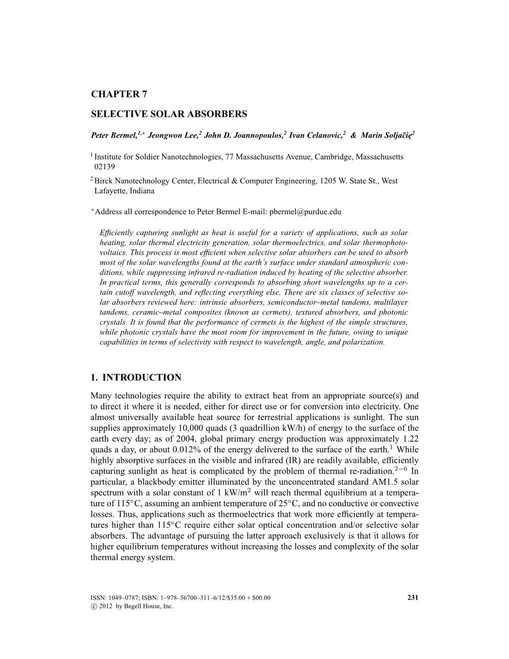 Chapter 7 Selective Solar Absorbers 1. Introduction