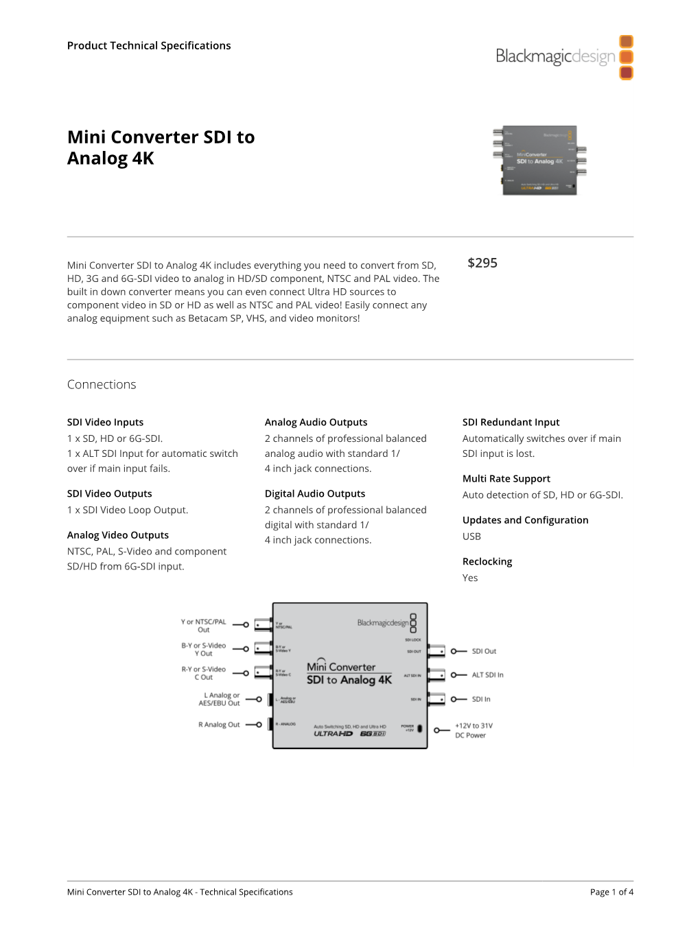 Mini Converter SDI to Analog 4K