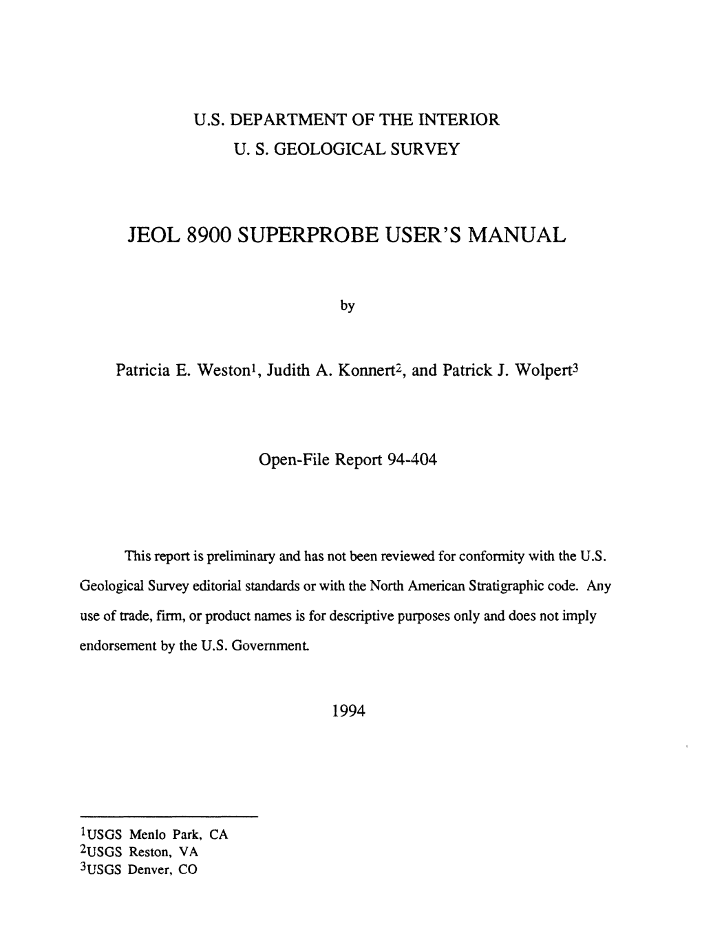 Jeol 8900 Superprobe User's Manual