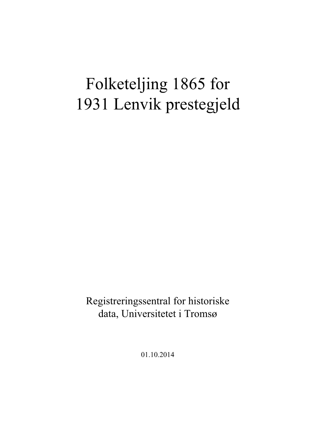 Folketeljing 1865 for 1931 Lenvik Prestegjeld