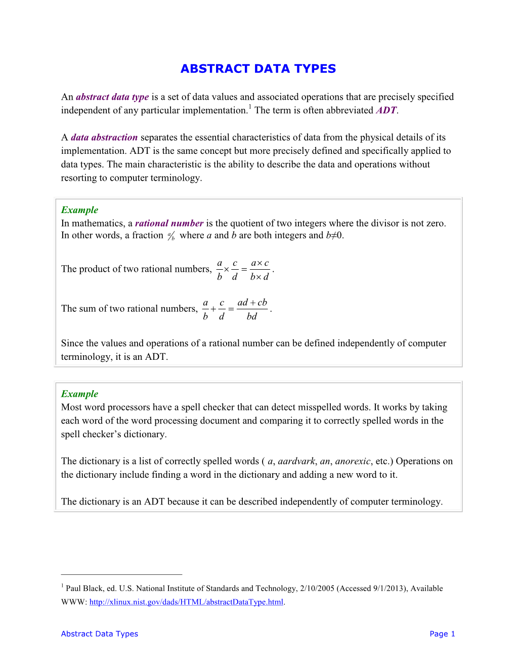 Abstract Data Types