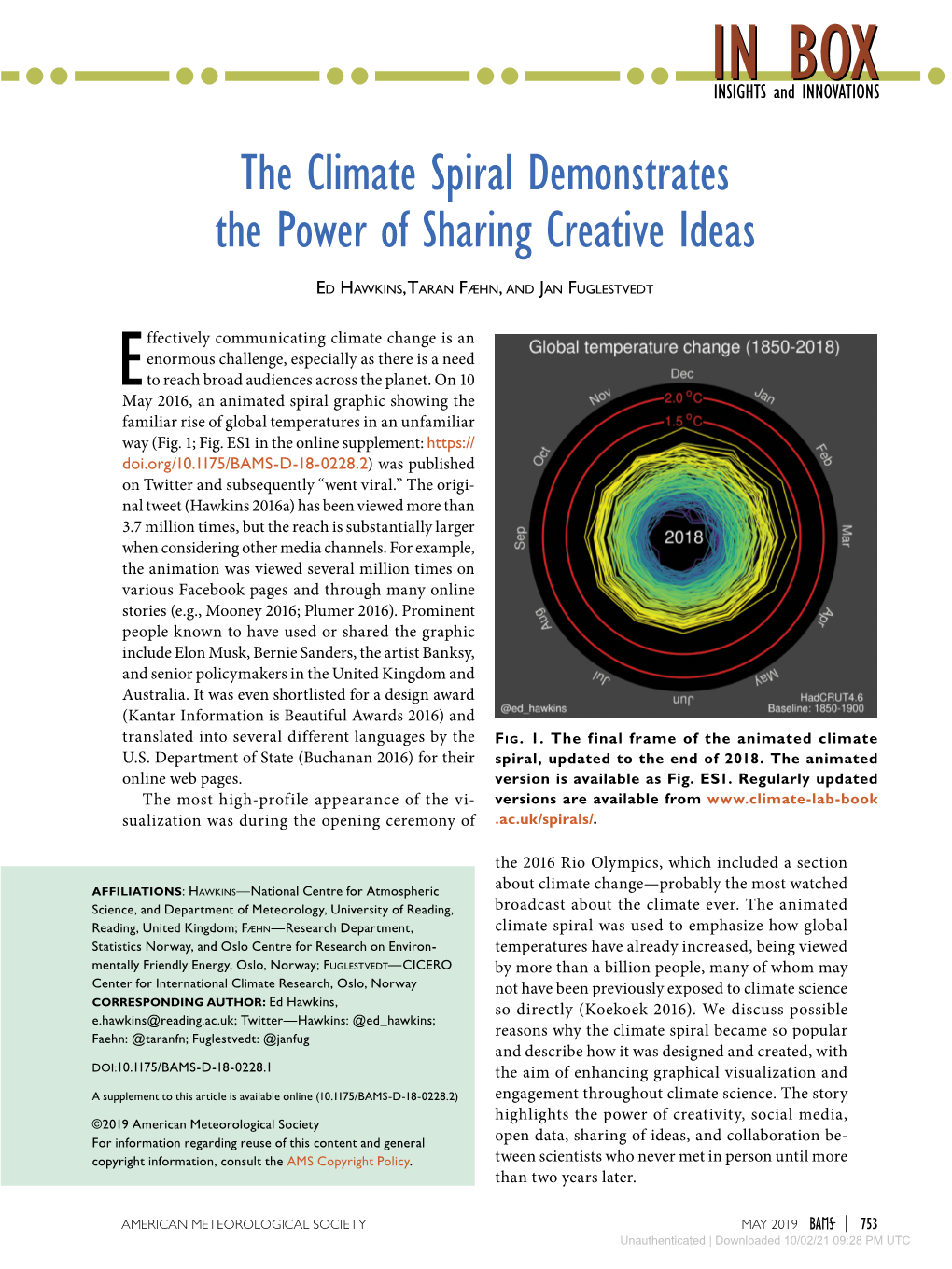 The Climate Spiral Demonstrates the Power of Sharing Creative Ideas