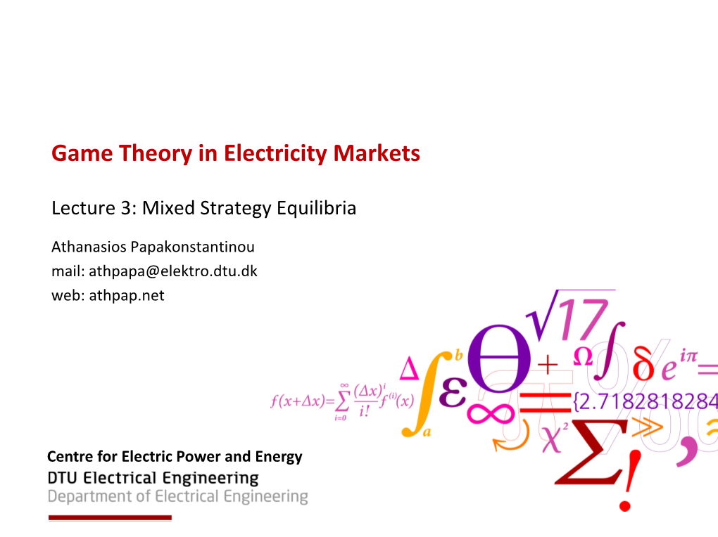 Game Theory in Electricity Markets