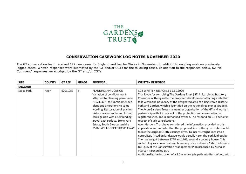 Casework Responses November 2020