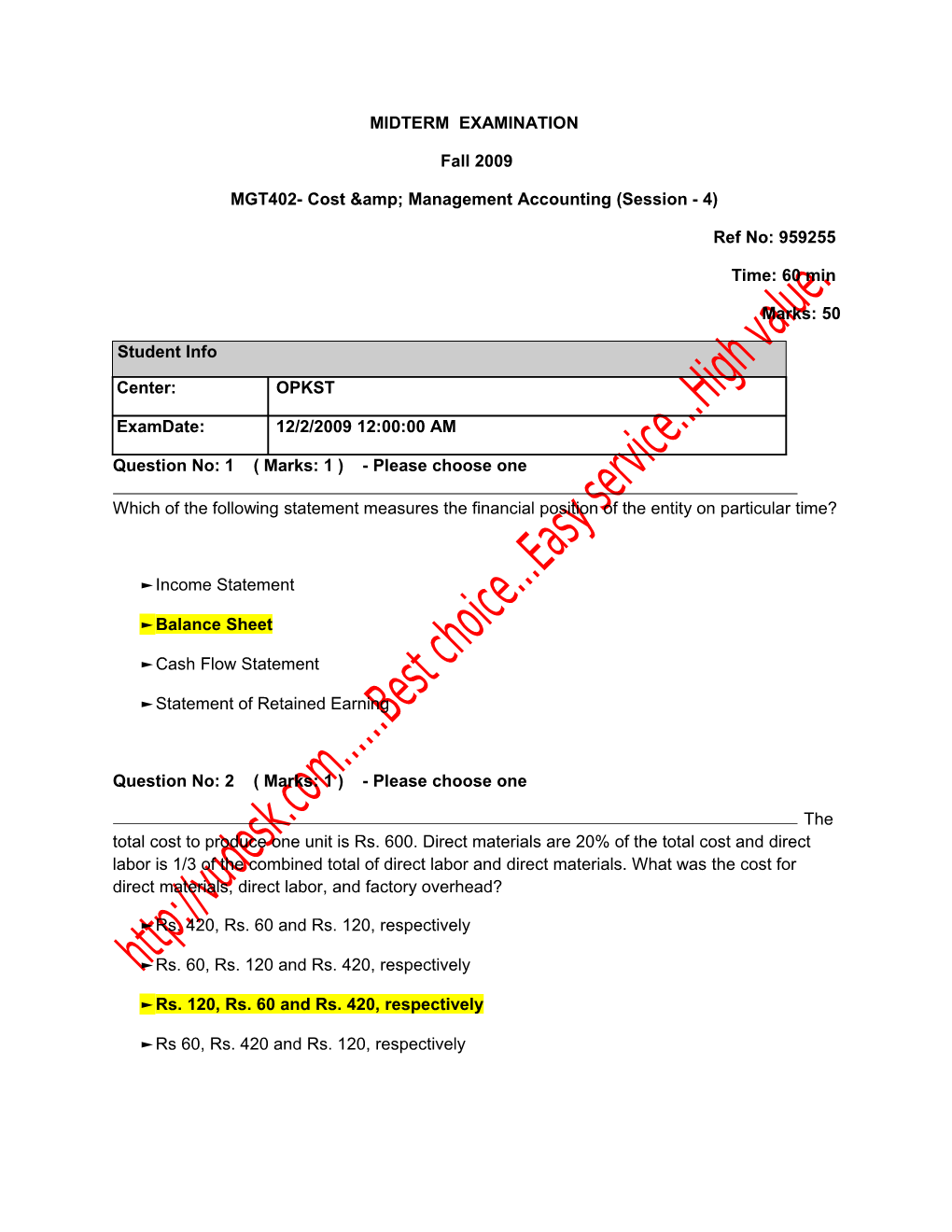 MGT402- Cost & Management Accounting (Session - 4)