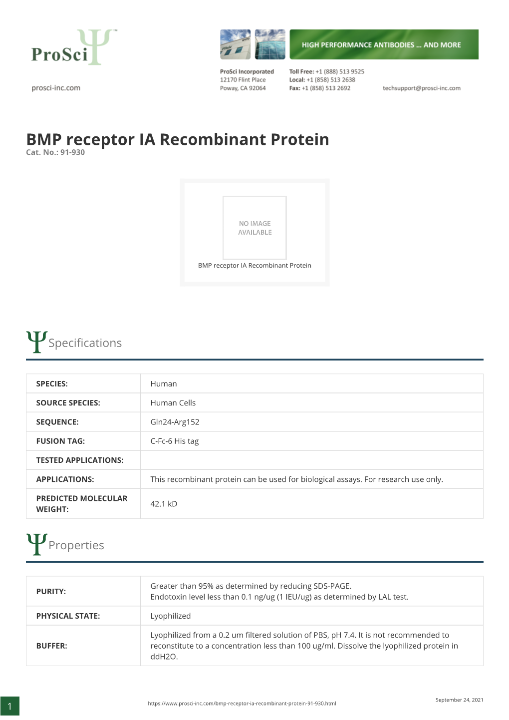 BMP Receptor IA Recombinant Protein Cat