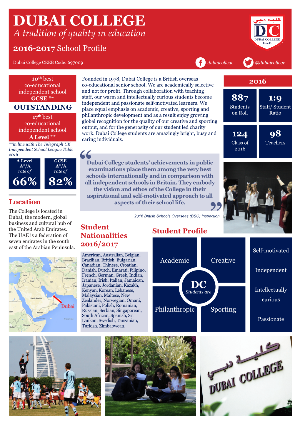 DUBAI COLLEGE a Tradition of Quality in Education 2016-2017 School Profile