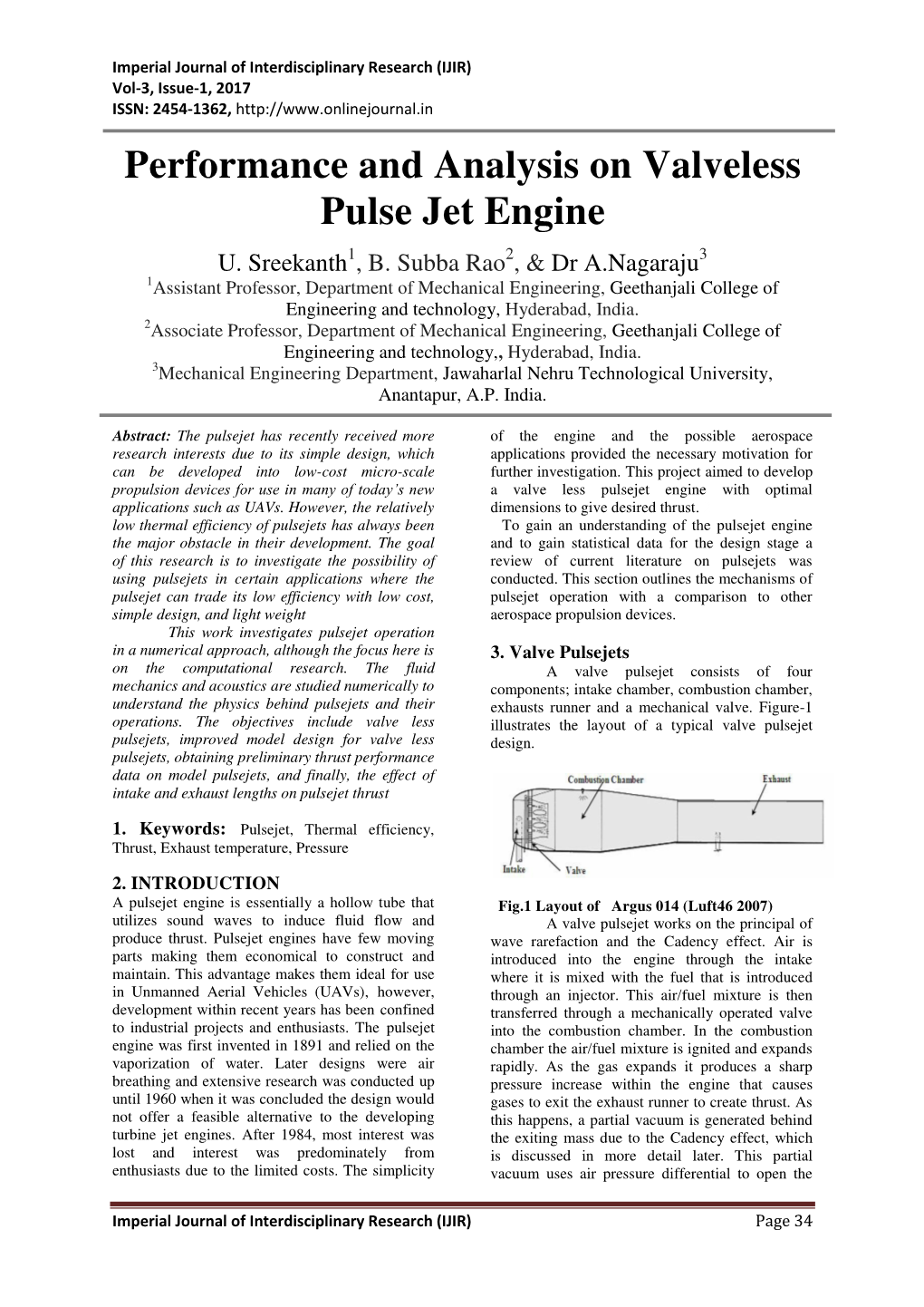 Performance and Analysis on Valveless Pulse Jet Engine U